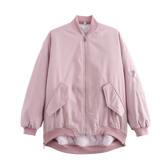 Damen lässige Bomberjacke mit elastischen Bündchen und praktischen Taschen Shopnory
