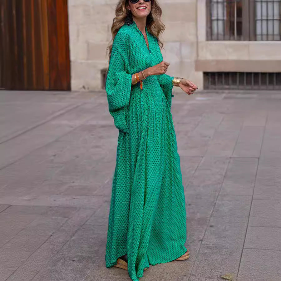 Damen Maxikleid mit elegantem Schnitt und weit ausgestellten Ärmeln