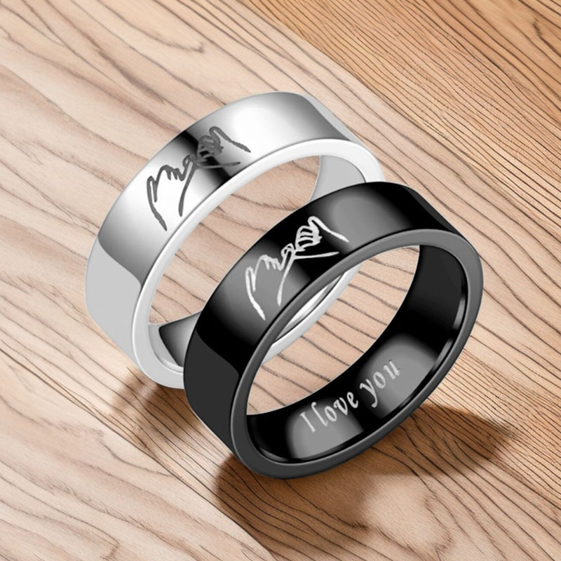 Herren Ring mit eingraviertem Liebessymbol und glänzender Oberflächenstruktur Shop Nory