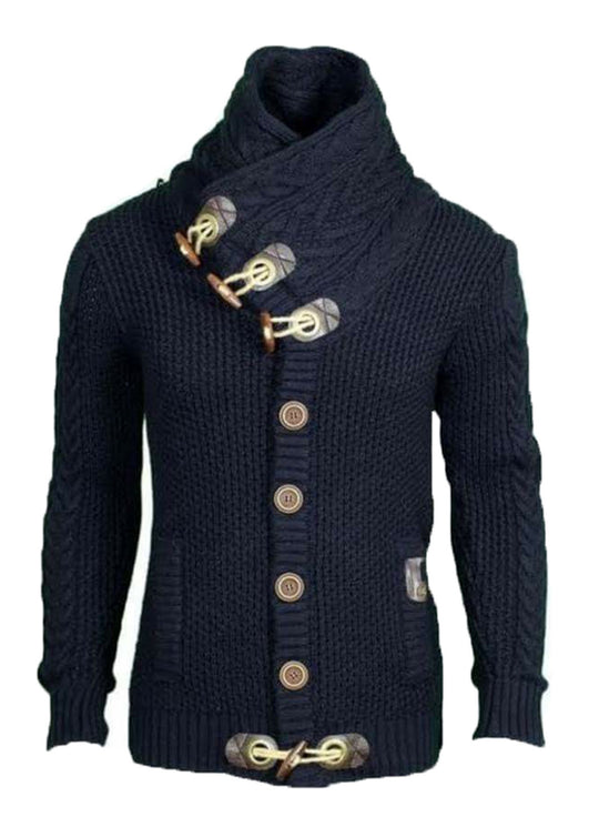 Herren nan grobgestrickter Cardigan mit Schalkragen, Knebelverschlüssen und Zopfmusterärmeln Shop Nory