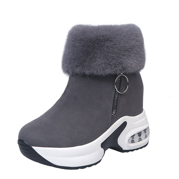Damen Keilabsatz-Sneaker-Stiefelette mit Teddy-Kragen und Reißverschluss Shop Nory