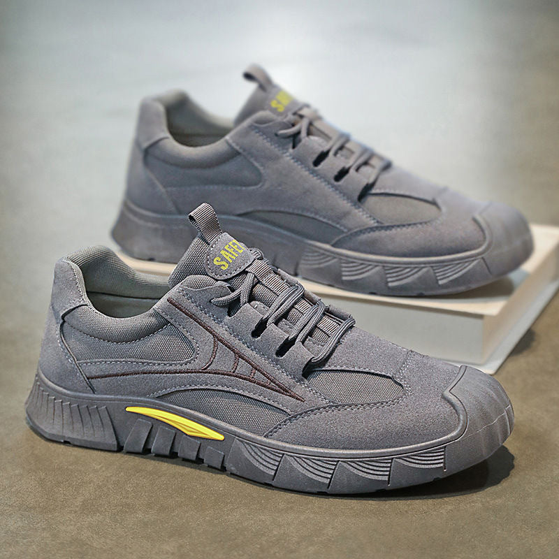 Herren Robust-gepolsterter Retro-Trail-Sneaker aus Velours- und Mesh-Mix mit auffälliger Profillaufsohle Shop Nory