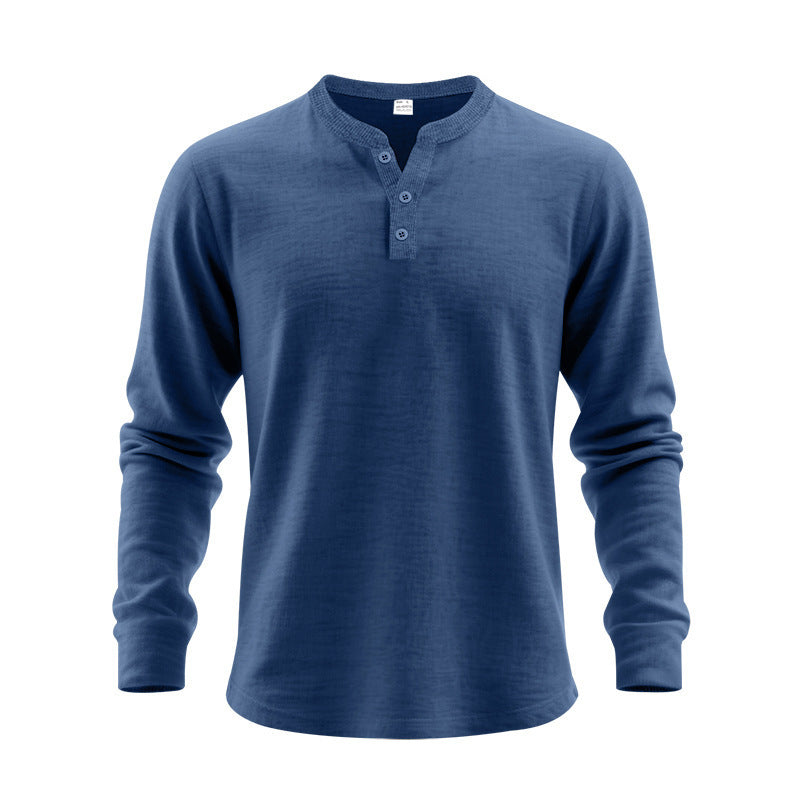 Herren nan langärmeliges Henleyshirt aus Thermo-Baumwollmix mit kurzer Knopfleiste und geripptem Kragen Shop Nory
