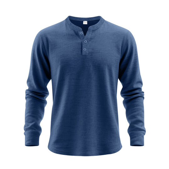 Herren nan langärmeliges Henleyshirt aus Thermo-Baumwollmix mit kurzer Knopfleiste und geripptem Kragen Shop Nory