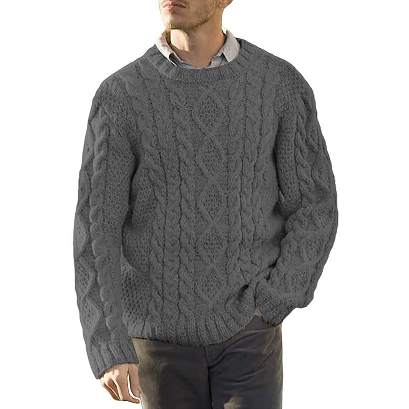 Herren Grobstrickpullover mit klassischem Zopfmuster