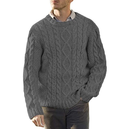 Herren Grobstrickpullover mit klassischem Zopfmuster