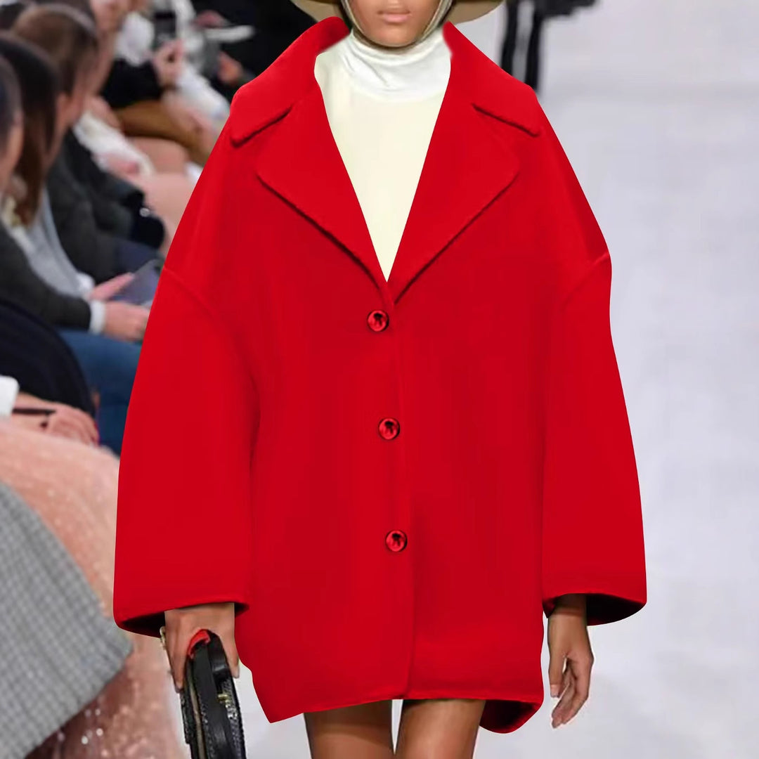 Damen Oversize-Kurzmantel mit weitem Revers und Knopfverschluss Shop Nory