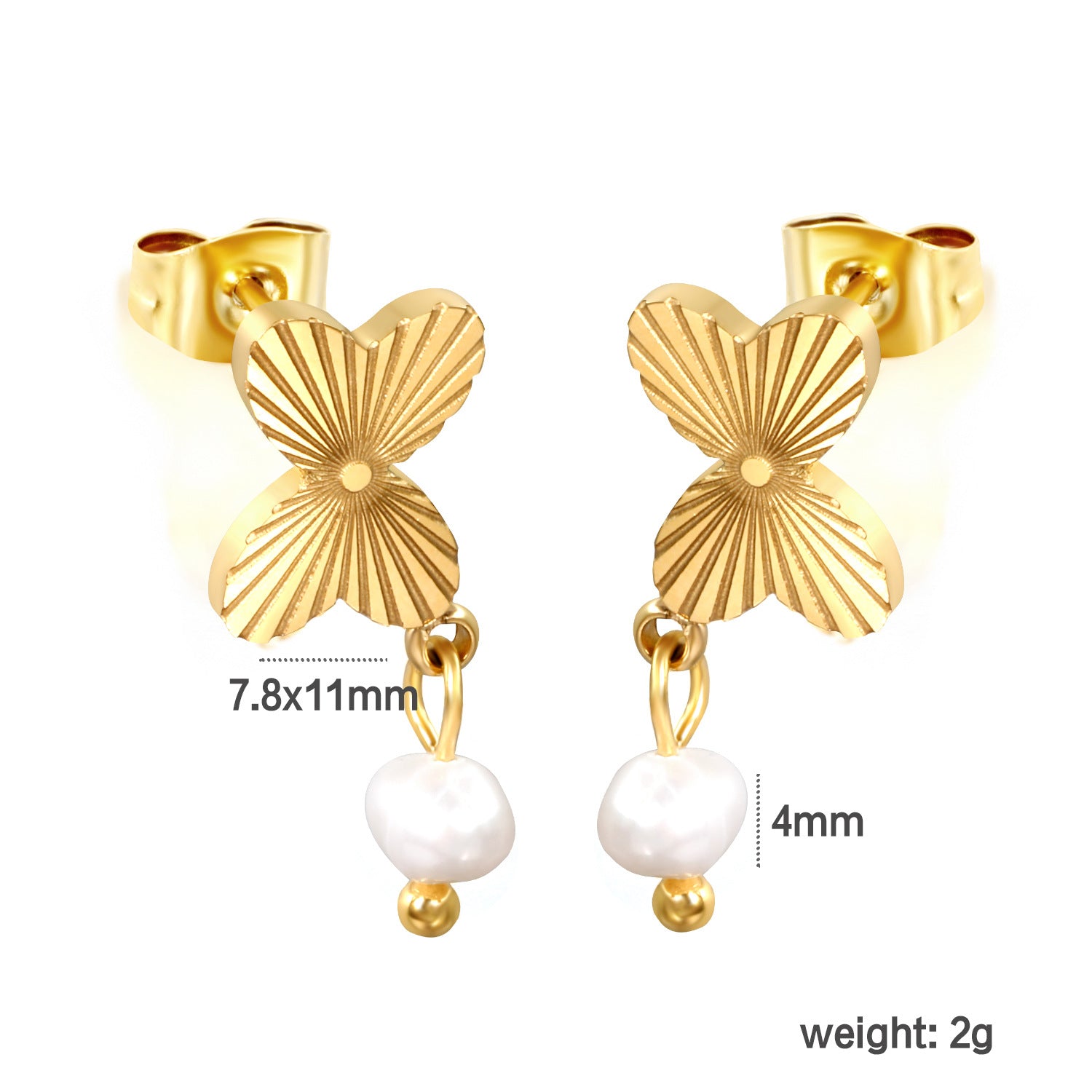 Damen Ohrringe mit modernen Herz-Akzenten und Perlenschmuck Shop Nory