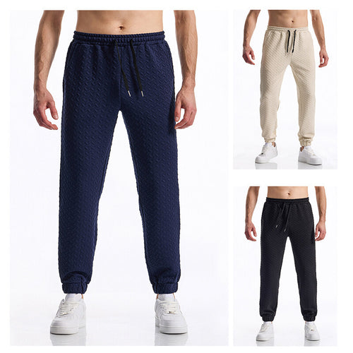 Herren Texturierte Freizeit-Jogginghose mit Elastikbund, Kordelzug und gerippten Bündchen Shop Nory