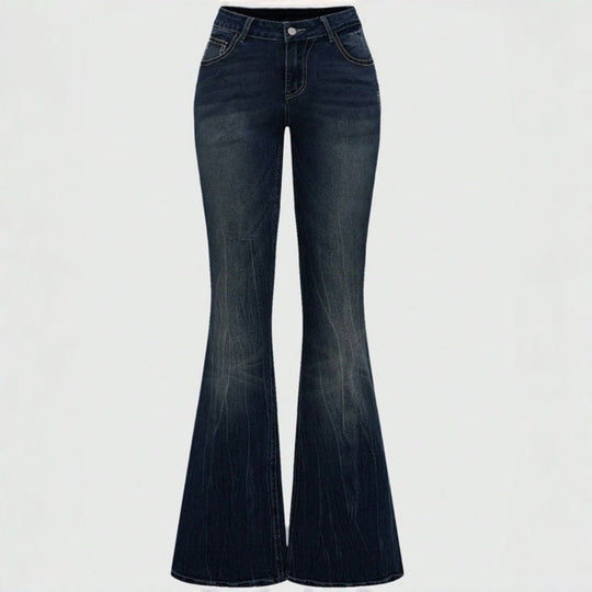 Damen Bootcut Jeans mit aufwendigen Stickereien und hohem Bund