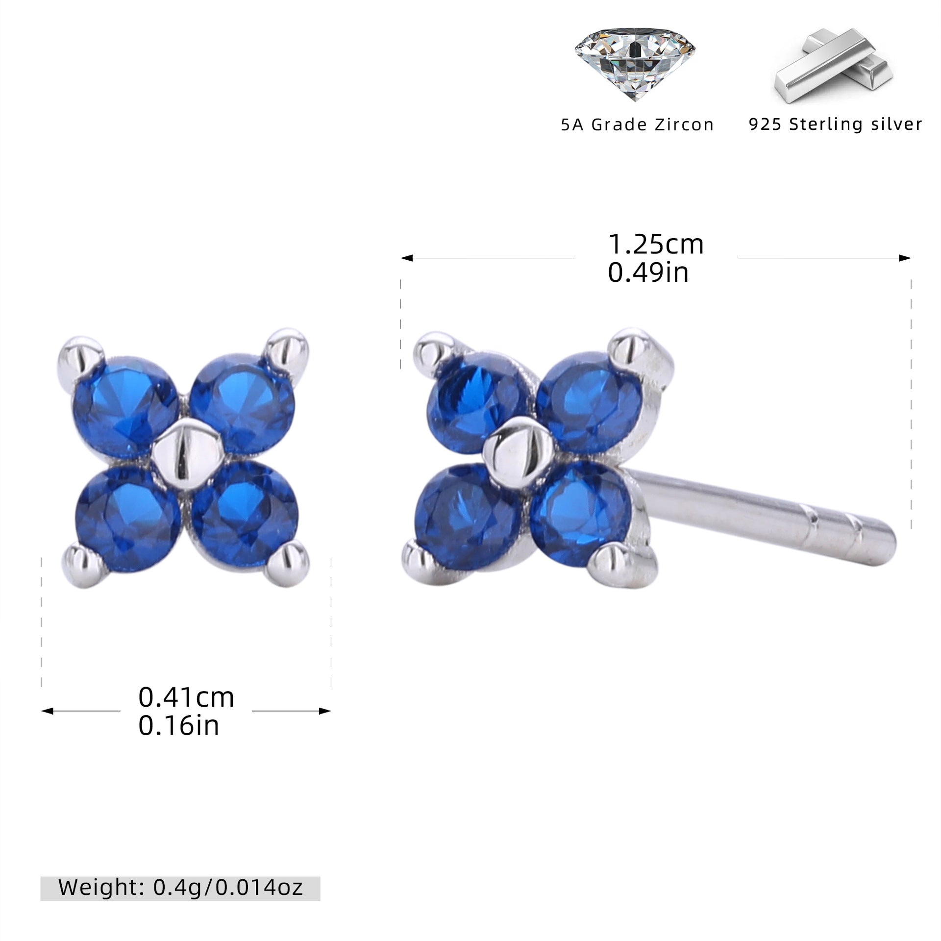 Damen Ohrstecker mit funkelnden 5A Zirkonen in klassischem Blumen-Design Shop Nory