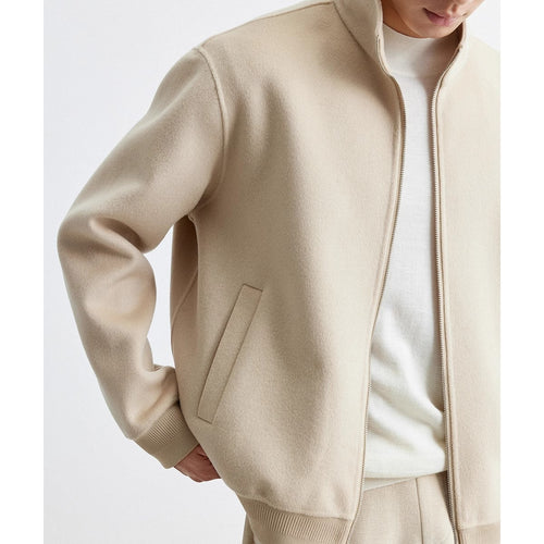Herren Lässige Wollmix-Zipjacke mit Stehkragen und Rippbündchen Shop Nory