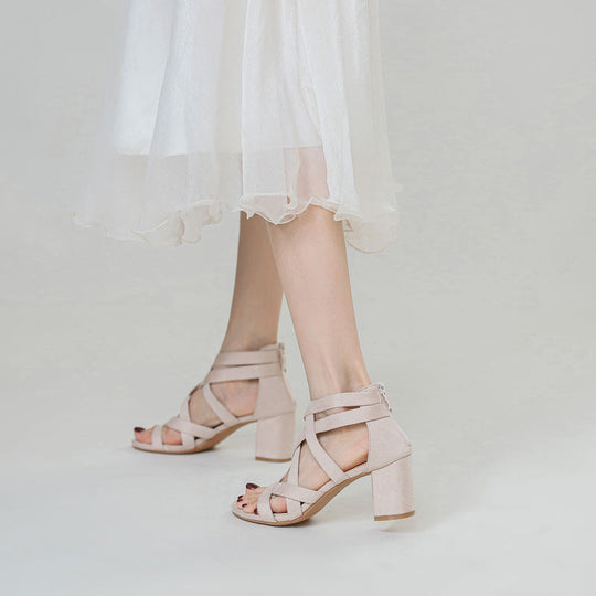 Damen Sandalen mit stylischem Kreuzriemen und komfortablem Blockabsatz