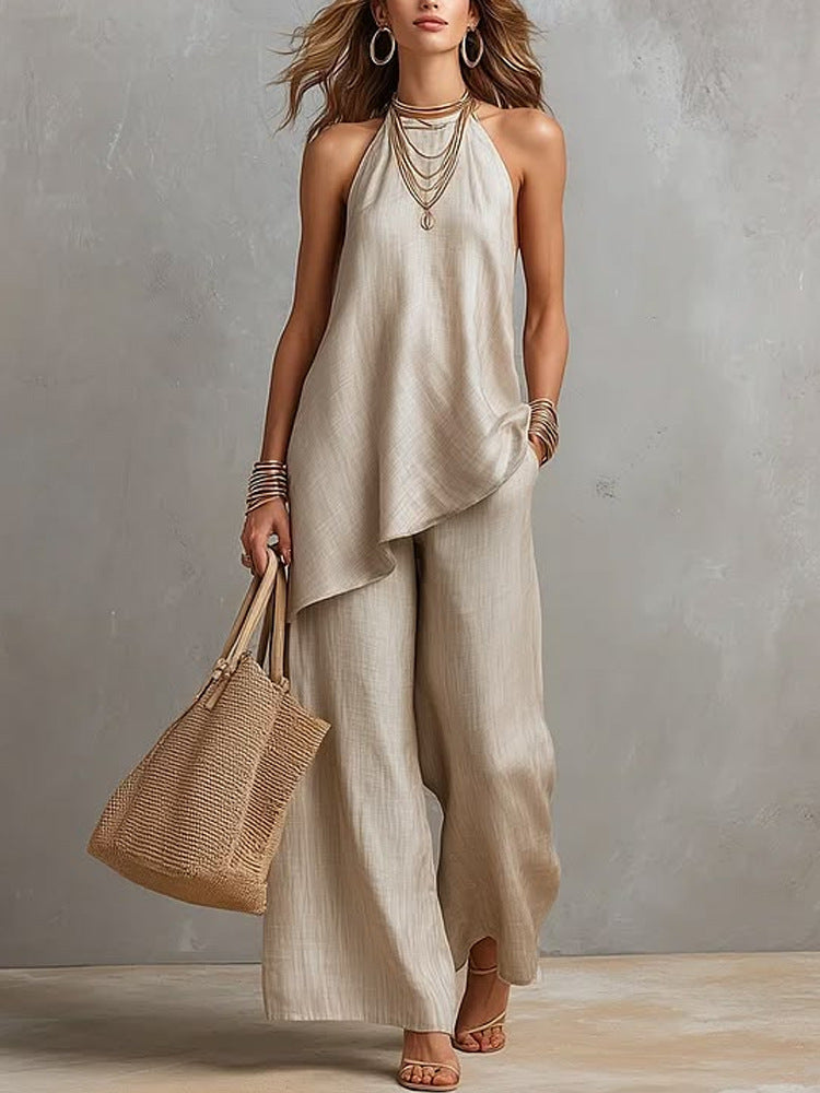 Damen luftiger Jumpsuit mit asymmetrischem Schnitt