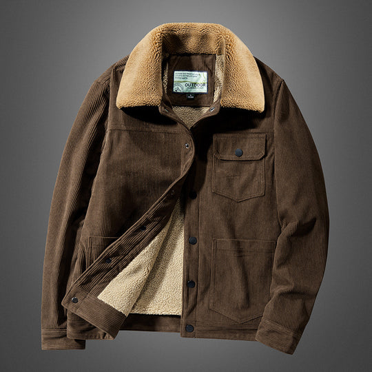 Herren Kordjacke mit Teddyfutter, thermisch gefütterte Worker-Jacke Shop Nory