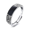 Herren Ring mit kunstvollem, graviertem Design und schwarzer Keramikeinlage Shop Nory