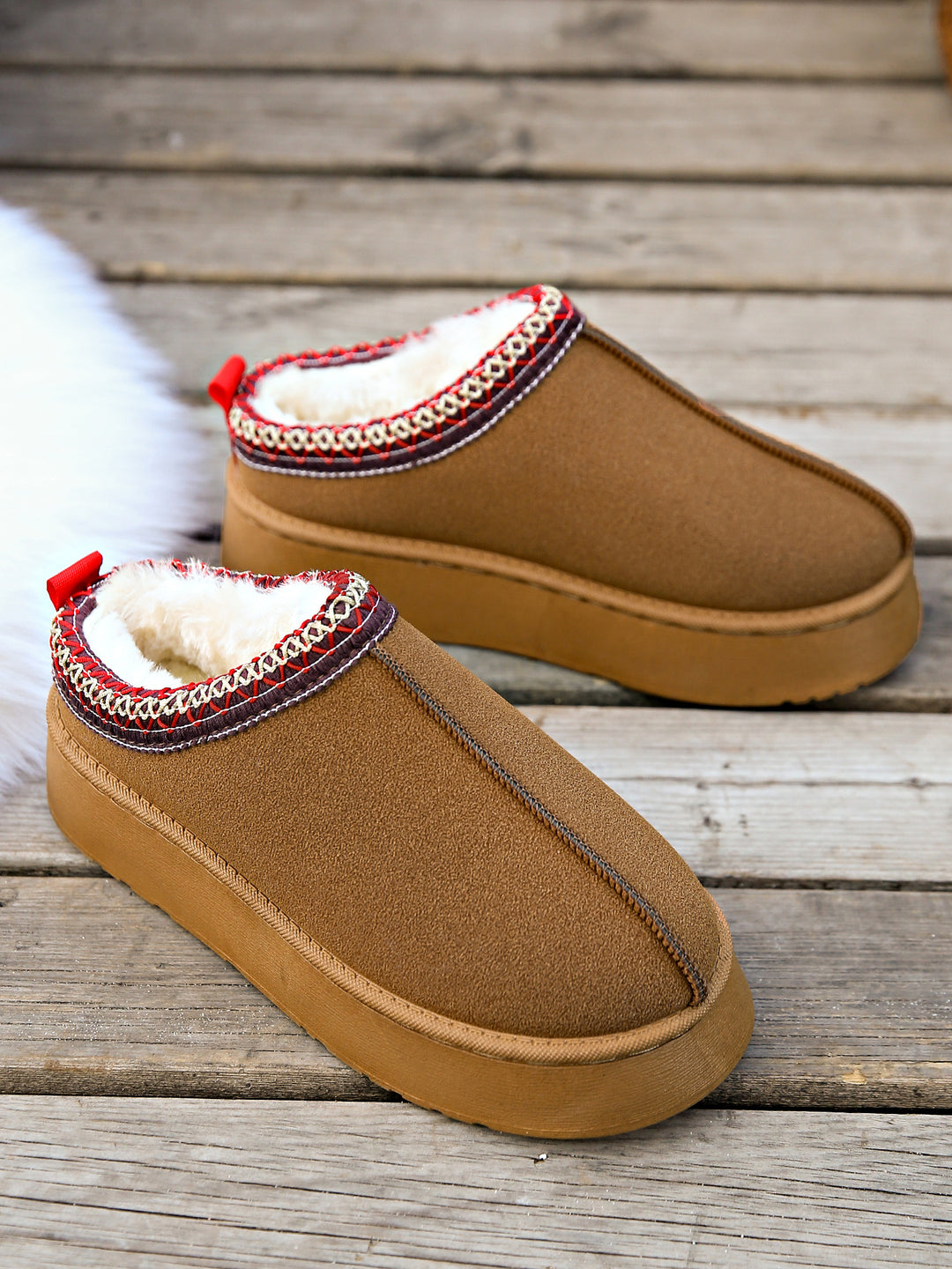Damen Gefütterte Hausschuhe-Mules mit Teddyfutter und dekorativem Strickbesatz Shop Nory
