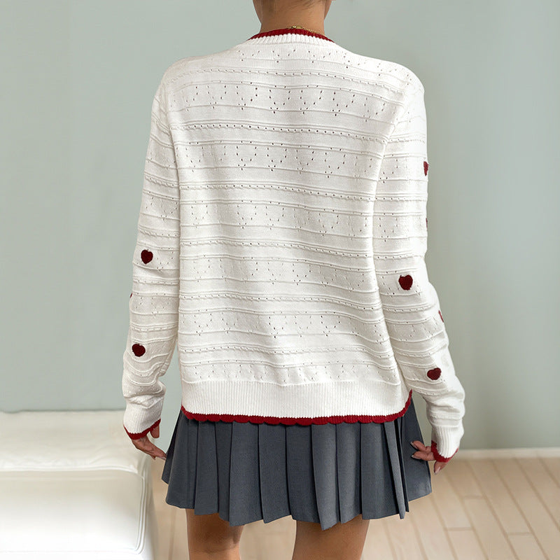 Damen Verspielter Strickcardigan mit Herzmuster Shop Nory