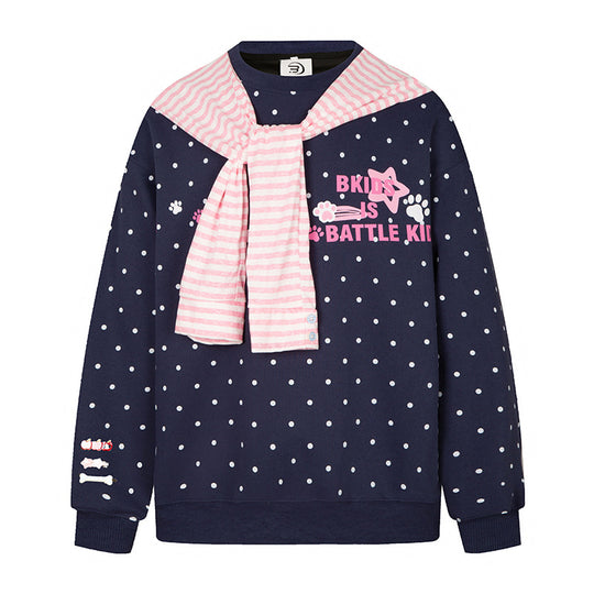 Damen Oversize-Sweatshirt mit Pünktchenmuster, integrierter Streifen-Schalapplikation und Badge-Details Shop Nory