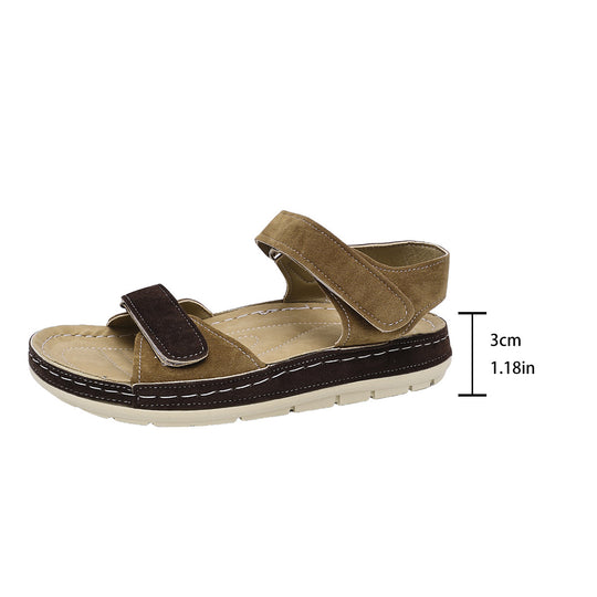 Damen Bequeme Velours‑Riemen Sandalen mit verstellbaren Klettverschlüssen und gepolsterter Plateau‑Sohle Shop Nory