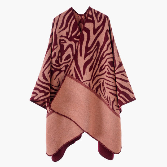 Damen Oversize-Jacquardponcho im Cape‑Stil mit offenem Fall und Ziernaht Shop Nory