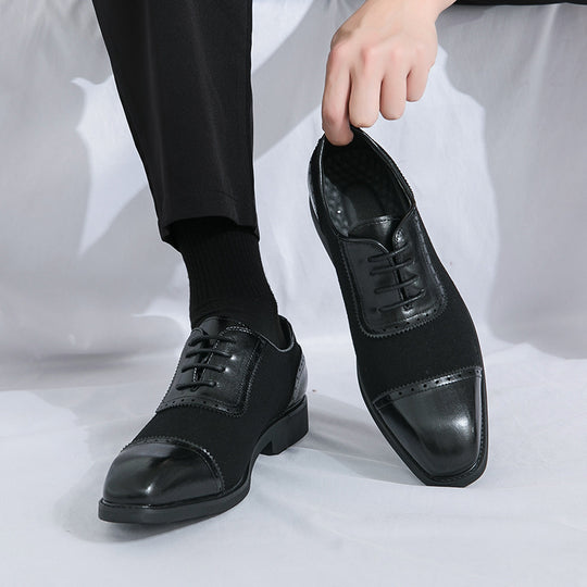 Herren elegante Oxford-Halbschuhe mit Kapzehen-Design, Leder-Textilmix und gepolstertem Komfortfußbett Shop Nory