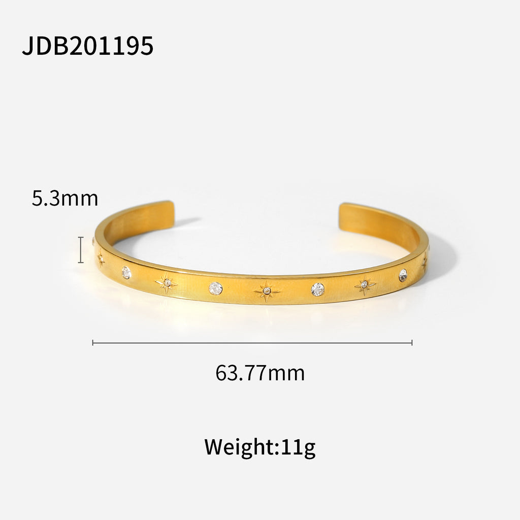 Damen Armreif mit elegantem Zirkonia-Besatz aus hochwertigem Edelstahl Shop Nory