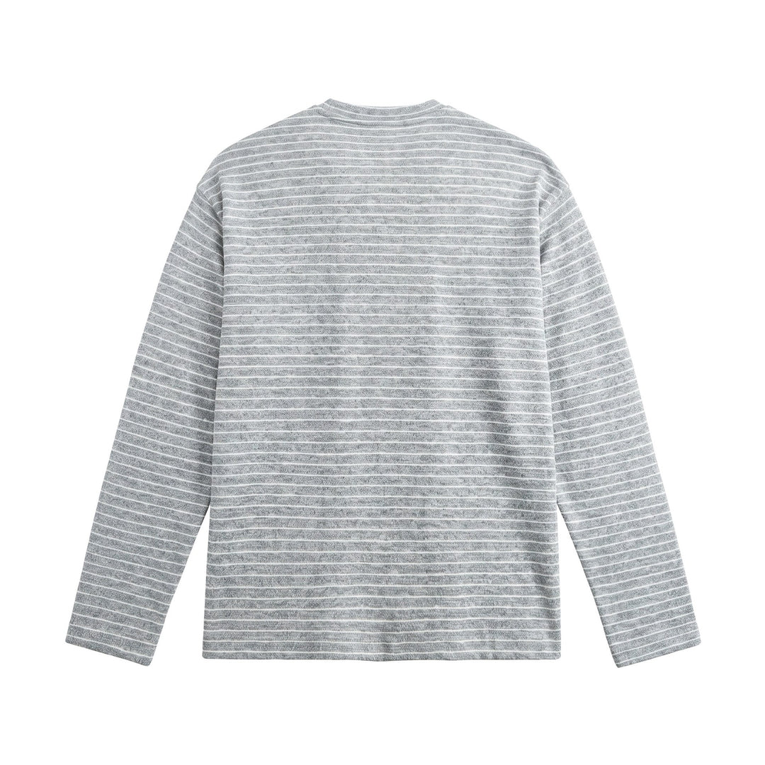 Herren Feinstrick-Henleyshirt mit kurzem Knopfleiste und horizontalem Streifenmuster Shop Nory