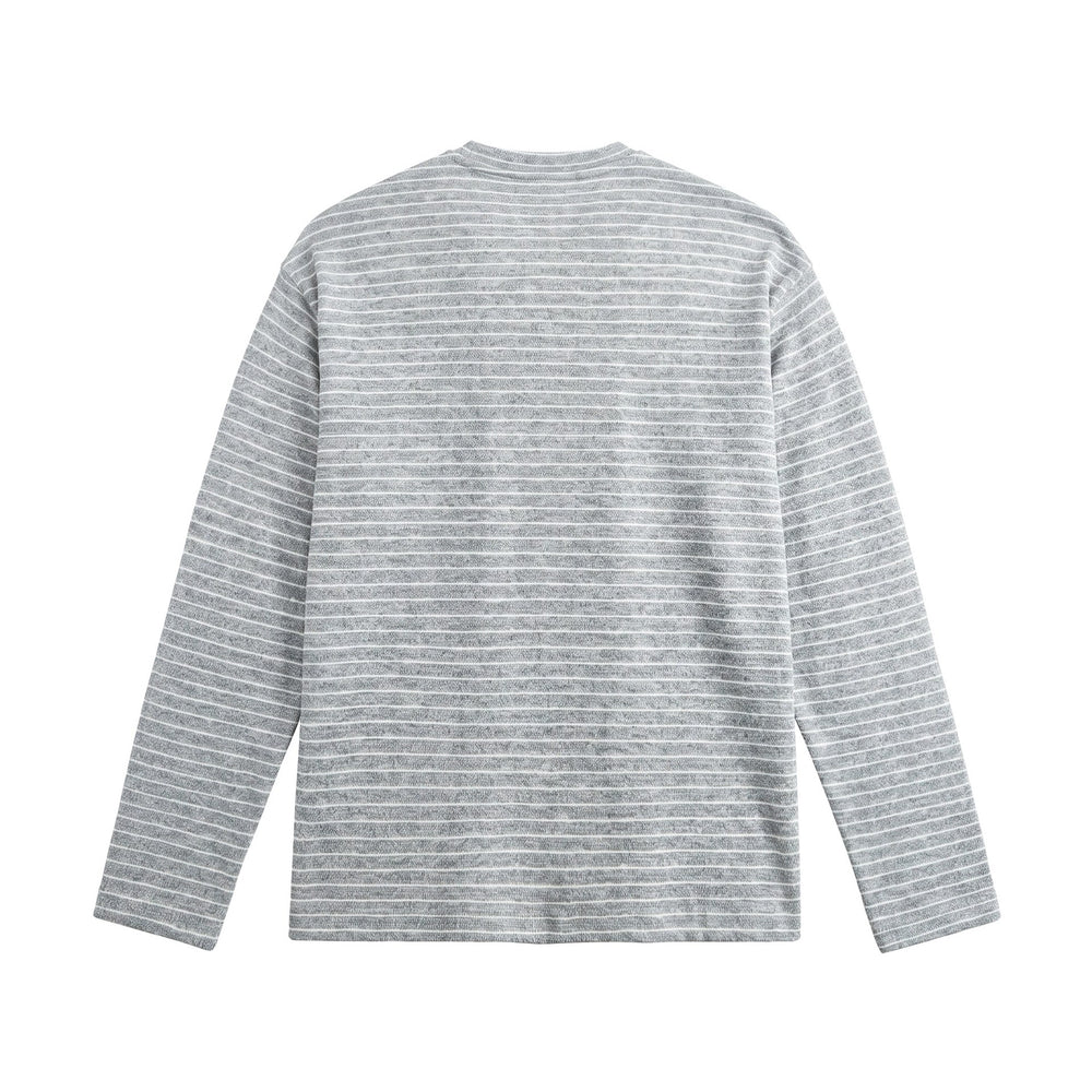 Herren Langärmeliges Henley-Shirt aus Feinstrick mit Streifenstruktur Shop Nory