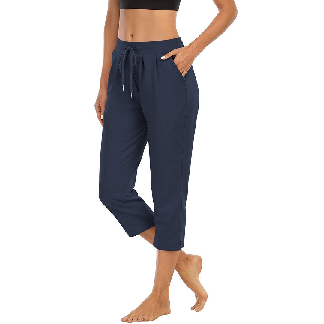 Damen bequeme Freizeithose mit elastischem Bund und seitlichen Taschen Shopnory