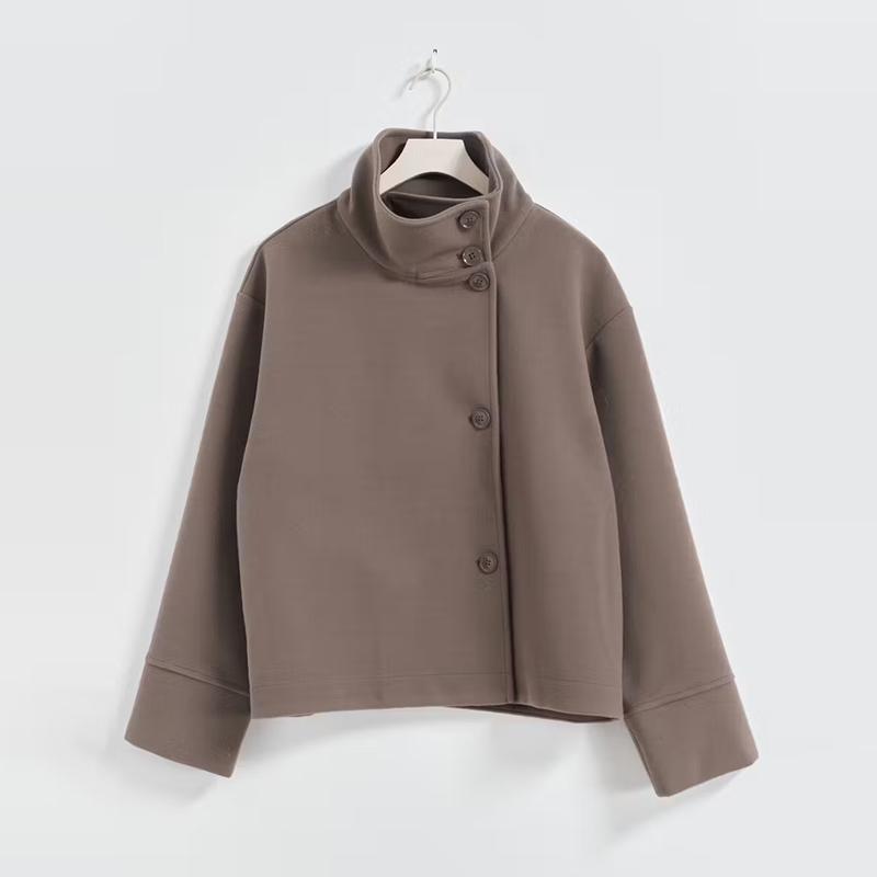 Damen Kurze Jacke mit hohem Kragen und Knopfverschluss ShopNory