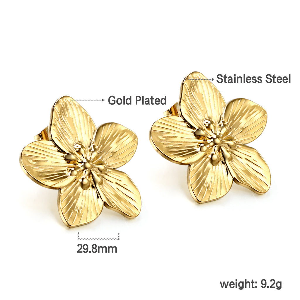 Damen Ohrstecker mit floralen Motiven aus hochwertigem Edelstahl und goldplattierter Oberfläche Shop Nory