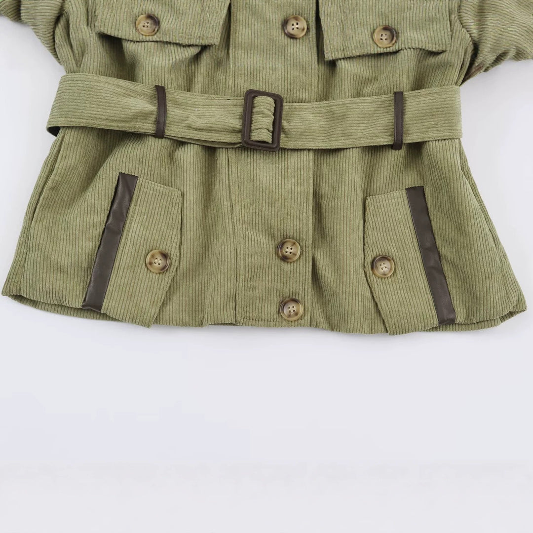 Damen Kord-Fieldjacke mit Taillengürtel und Stehkragen Shop Nory