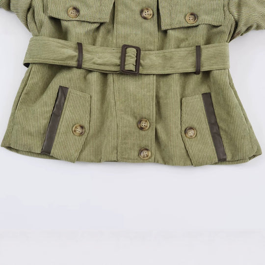 Damen Kord-Fieldjacke mit Taillengürtel und Stehkragen Shop Nory