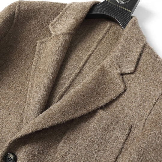 Herren Strukturierter Longcoat aus Wollmix mit fallendem Revers und Ein-Knopf-Verschluss Shop Nory