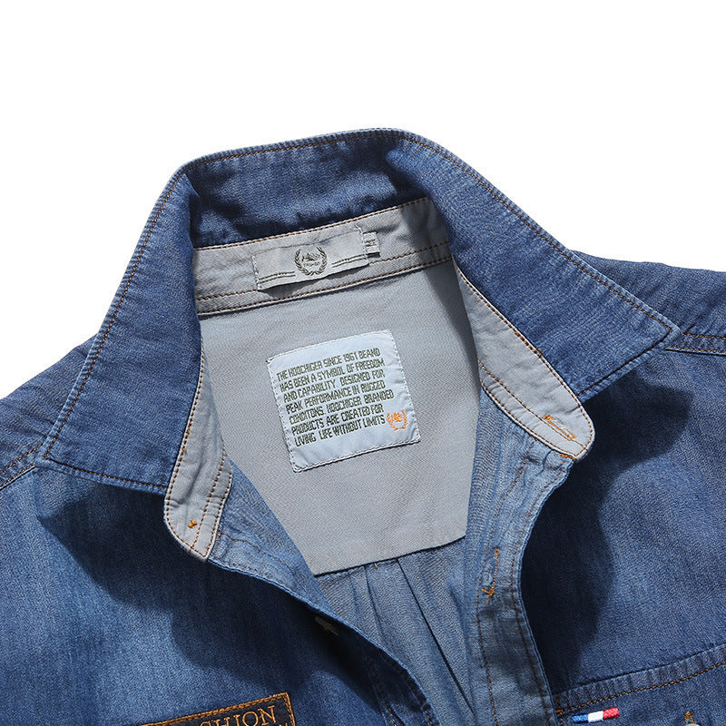 Herren Jeanshemd im Worker-Trucker-Stil mit Brustpattentaschen Shop Nory