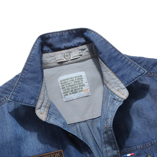 Herren Jeanshemd im Worker-Trucker-Stil mit Brustpattentaschen Shop Nory