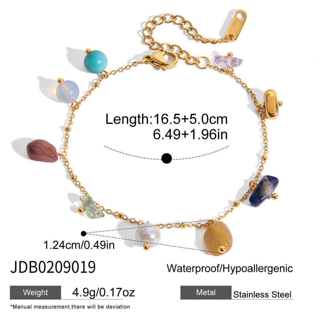 Damen Armband mit bunten Natursteinen und hypoallergenem Edelstahl Shop Nory