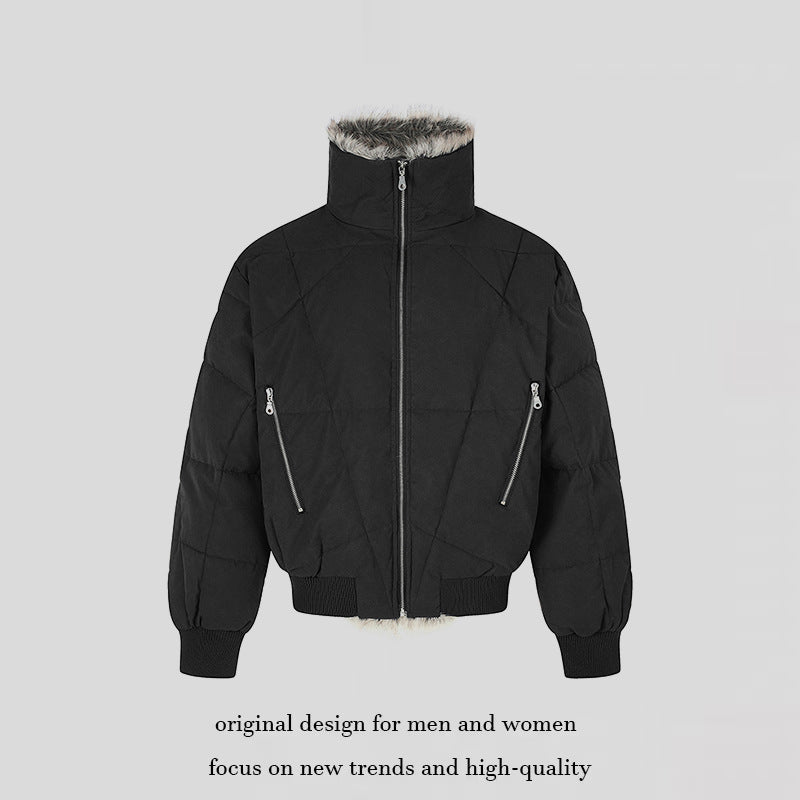 Damen gesteppte Bomberjacke mit Kunstfellbesatz, hohem Stehkragen und schrägen Reißverschlusstaschen Shop Nory