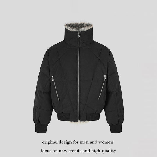 Damen gesteppte Bomberjacke mit Kunstfellbesatz, hohem Stehkragen und schrägen Reißverschlusstaschen Shop Nory