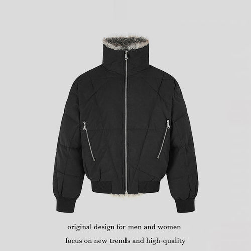 Damen gesteppte Bomberjacke mit Kunstfellbesatz, hohem Stehkragen und schrägen Reißverschlusstaschen Shop Nory