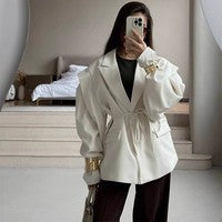 Damen eleganter Oversized-Blazer mit Gürteldetail