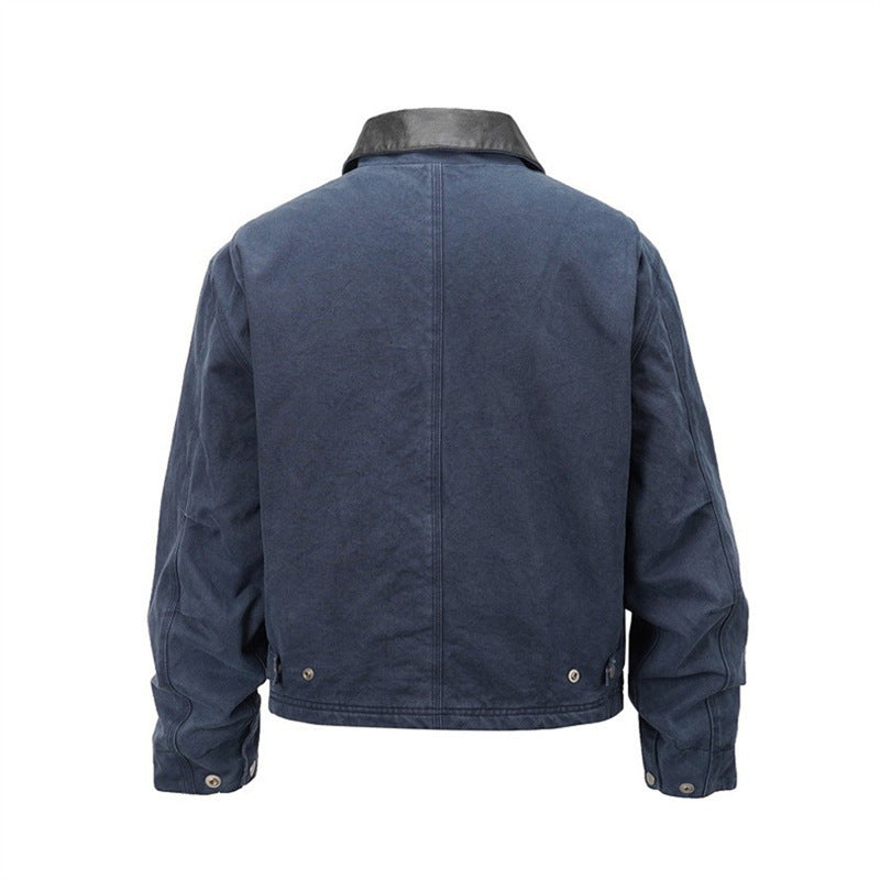 Herren Canvas-Fieldjacke im Overshirt-Look mit Lederkragen und aufgesetzten Pattentaschen Shop Nory