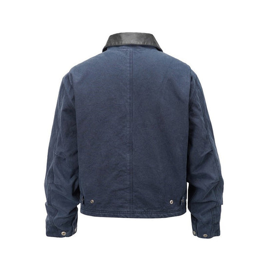 Herren Canvas-Fieldjacke im Overshirt-Look mit Lederkragen und aufgesetzten Pattentaschen Shop Nory