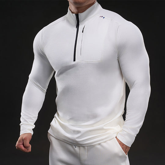 Herren Slim-Fit Thermo-Longsleeve mit Stehkragen und Brustreißverschluss Shop Nory