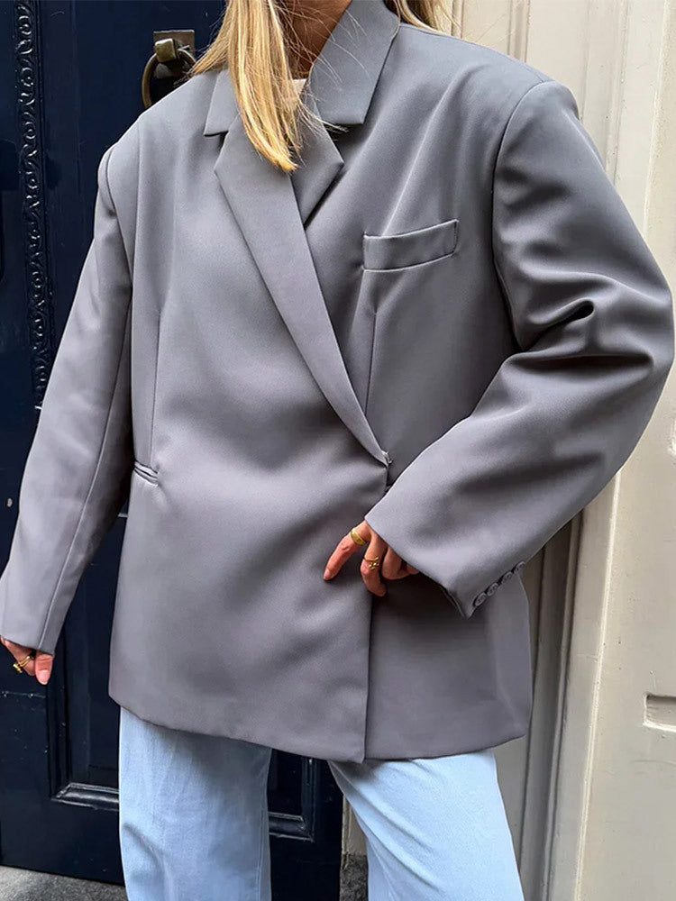 Damen Oversize-Blazer mit kastiger Silhouette, verdeckter Verschluss und Pattentaschen Shop Nory