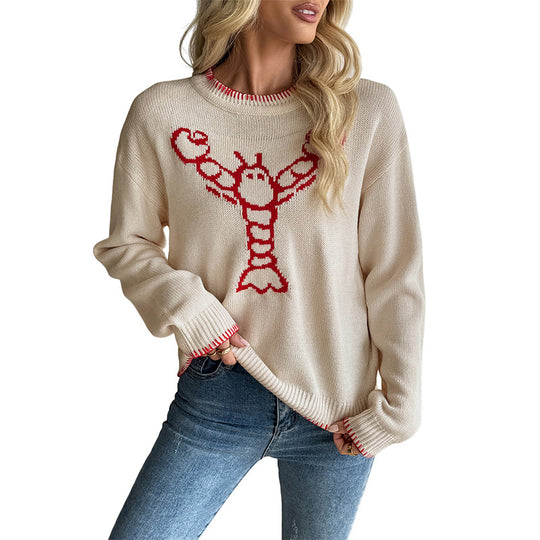 Damen Verspielter Pullover mit Hummer-Motiv Shop Nory