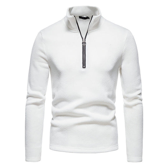 Herren Fleecepullover mit Stehkragen und innovativem Reißverschluss