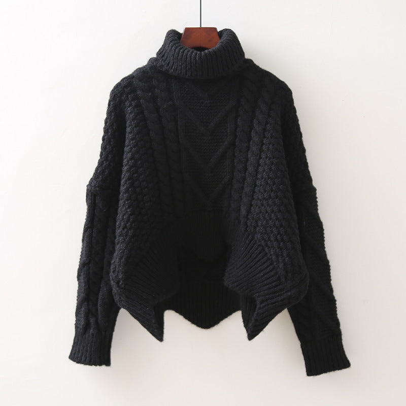 Damen Strukturiertes Cropped Zopfmuster-Chunky-Pullover mit hohem Rollkragen Shop Nory