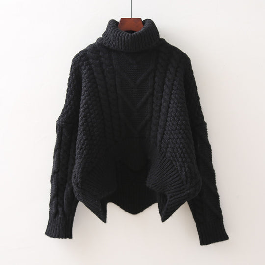 Damen Strukturiertes Cropped Zopfmuster-Chunky-Pullover mit hohem Rollkragen Shop Nory